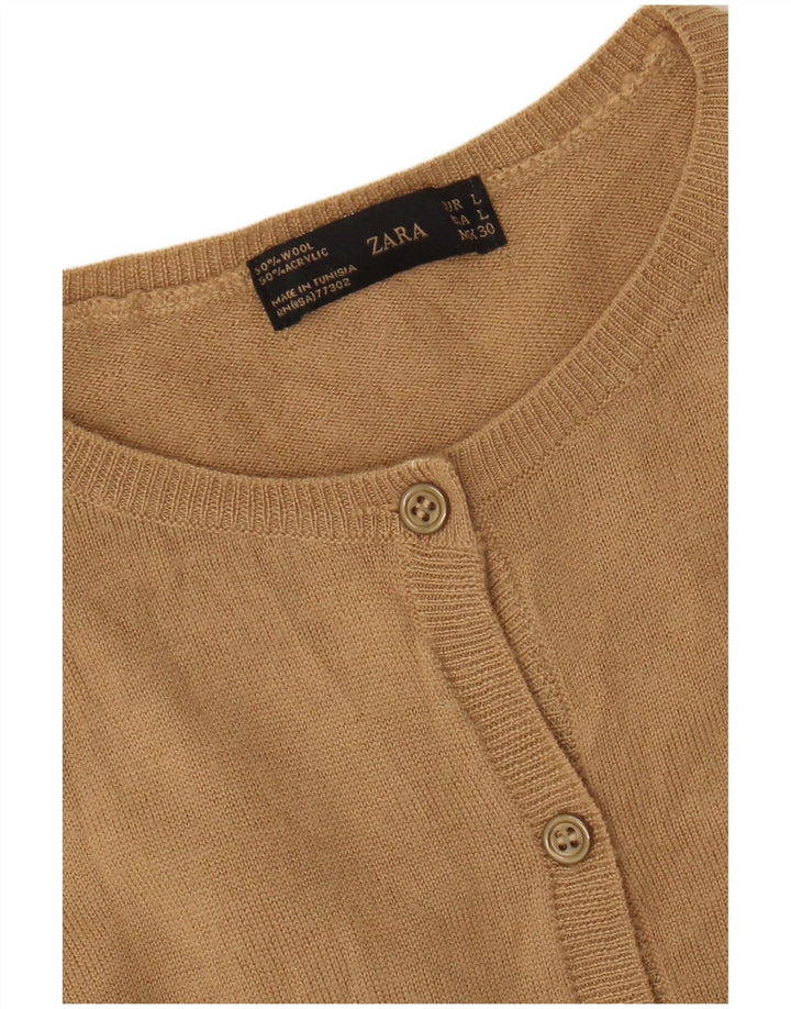 Sweter damski Zara Cardigan UK 14, duży, beżowy, wełniany