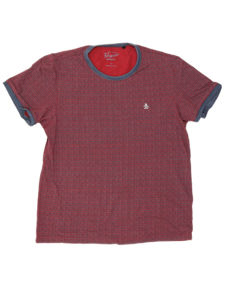 Męski T-shirt Penguin, duży, czerwony Chevron