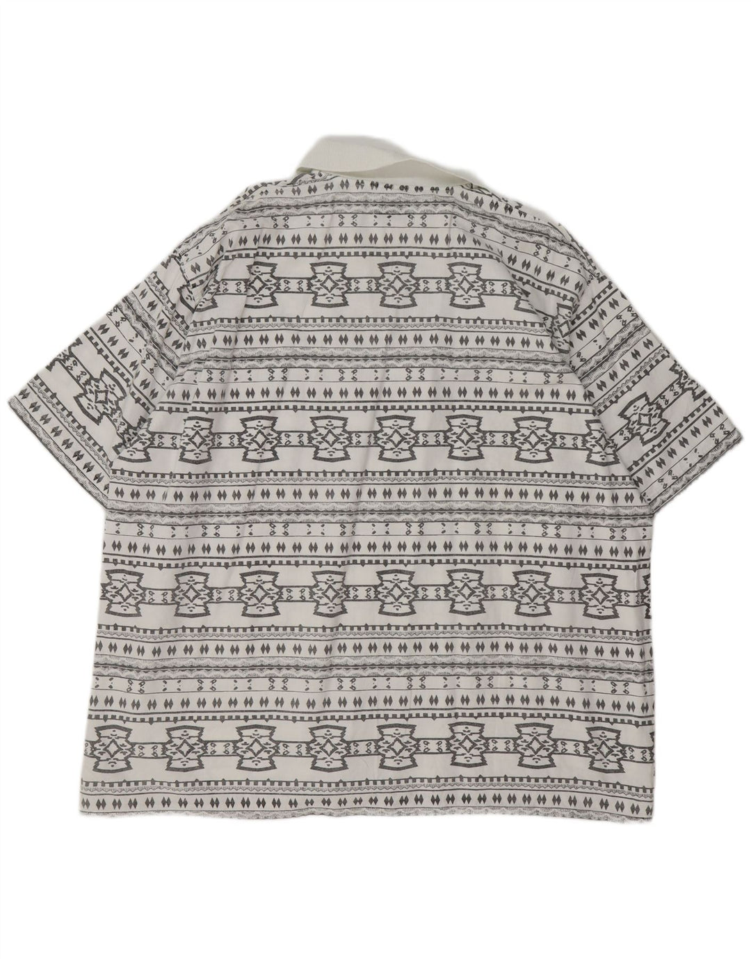 Męska koszula pulowerowa z krótkim rękawem JOHN F GEE, 2XL, biała, geometryczna bawełna