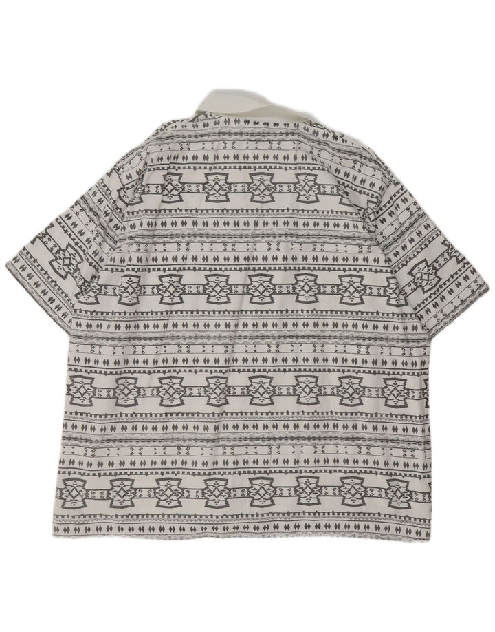 Męska koszula pulowerowa z krótkim rękawem JOHN F GEE, 2XL, biała, geometryczna bawełna