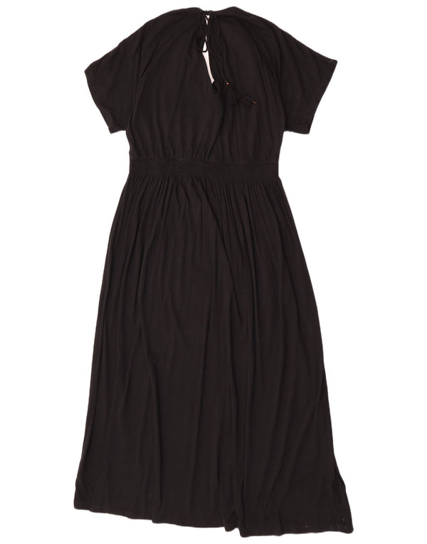 Marks & Spencer Damska sukienka maxi UK 20 2XL Czarna bawełniana w kwiaty