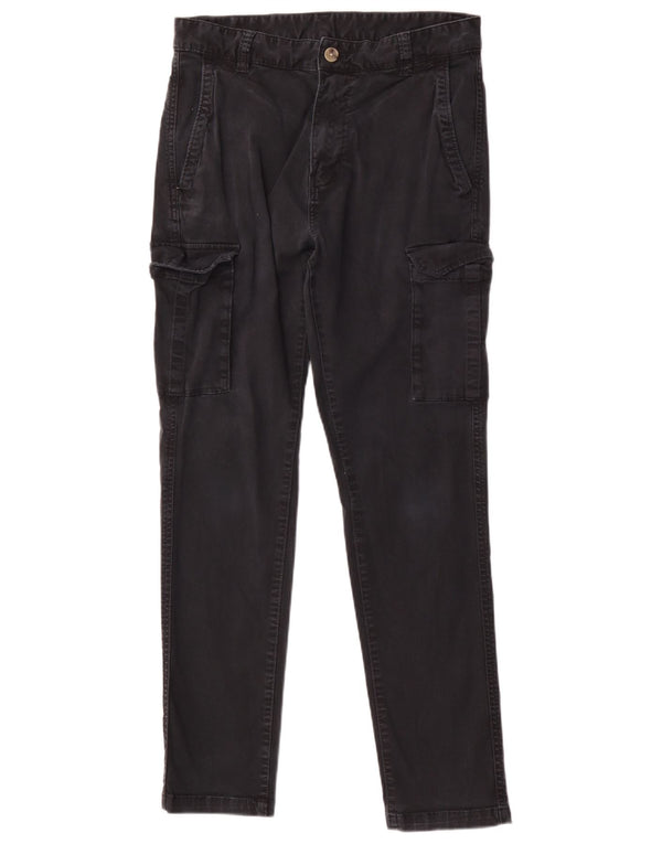 Zara Mens Slim Cargo Trousers EU 38 Small W30 L29 Black Cotton