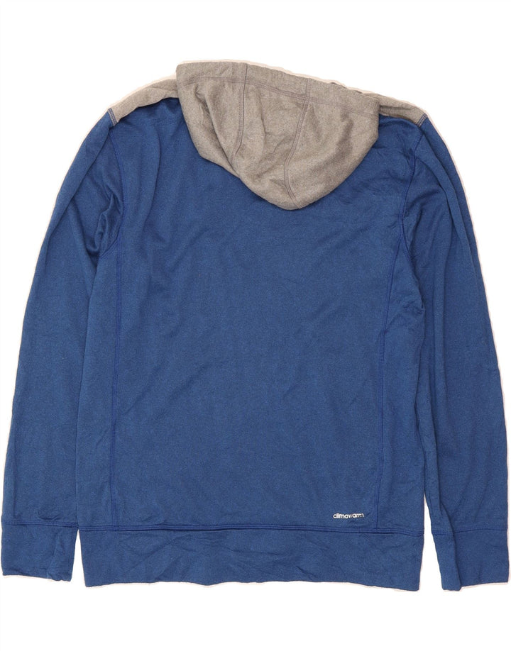 ADIDAS Mens Hoodie Jumper Medium Blue Colourblock Polyester Vintage Adidas and Second-Hand Adidas from Messina Hembry 
