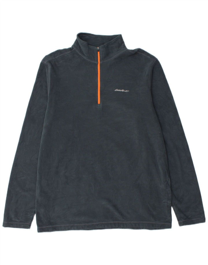 Męski sweter polarowy Eddie Bauer z zamkiem błyskawicznym, duży, granatowy, poliester