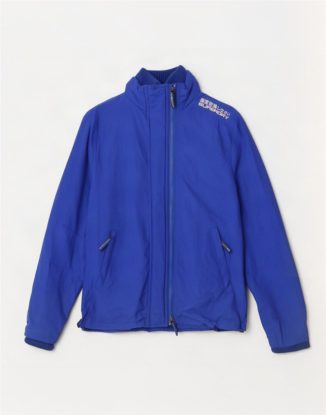 Damska kurtka przeciwdeszczowa Superdry UK 12, średni niebieski nylon