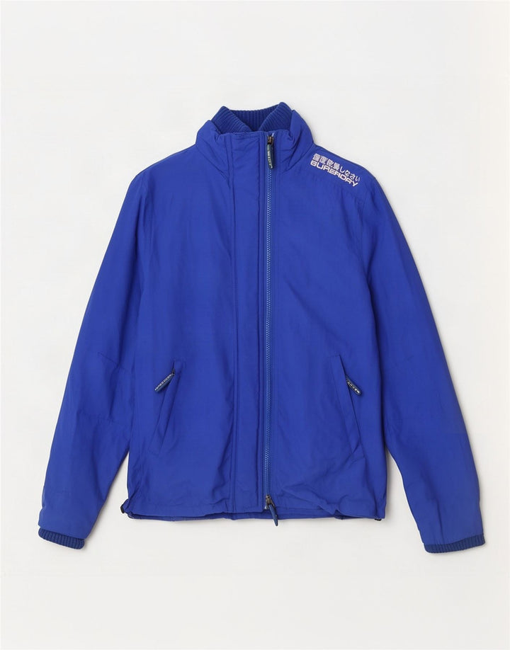 Damska kurtka przeciwdeszczowa Superdry UK 12, średni niebieski nylon