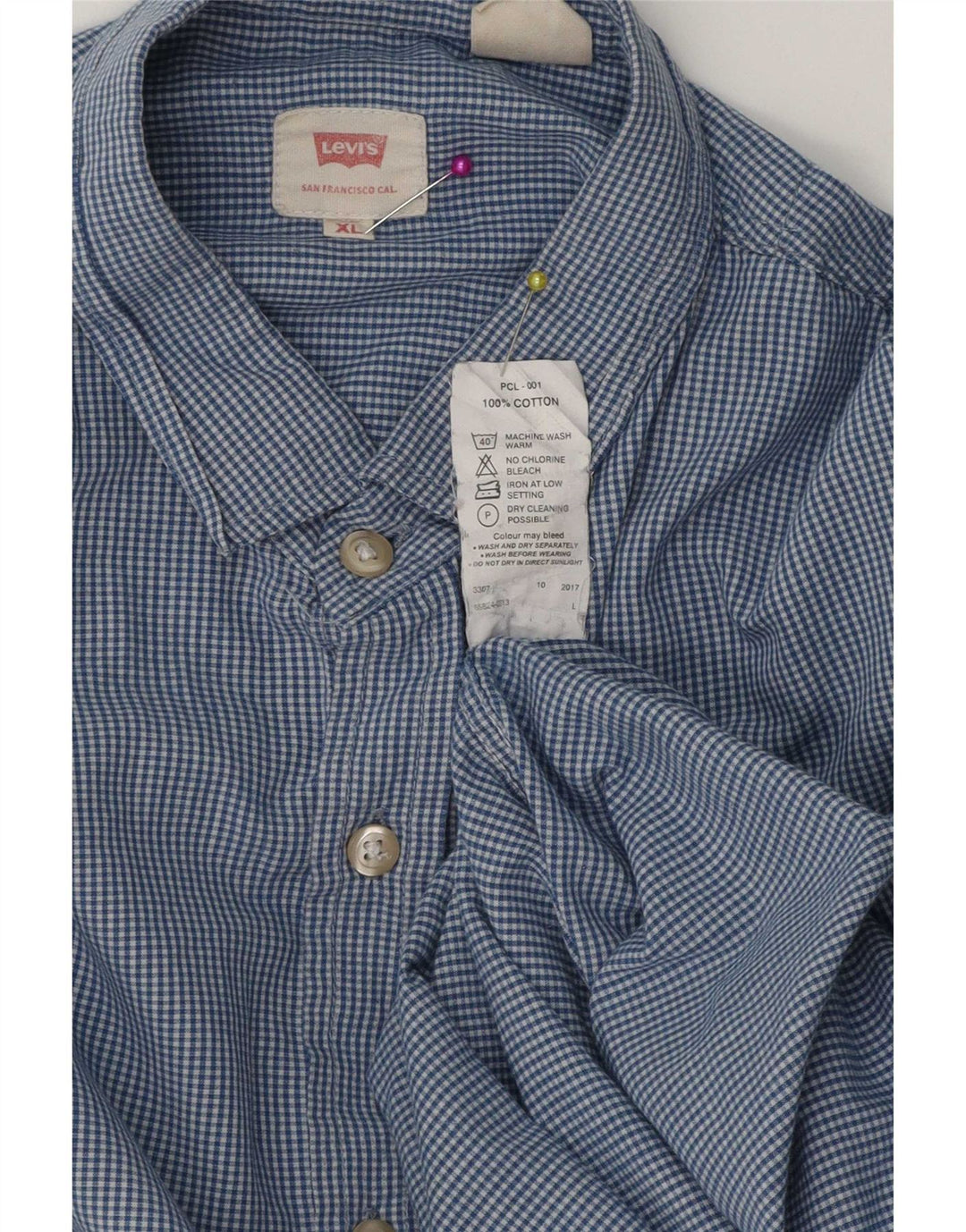 Koszula męska Levi's XL, niebieska bawełniana kratka