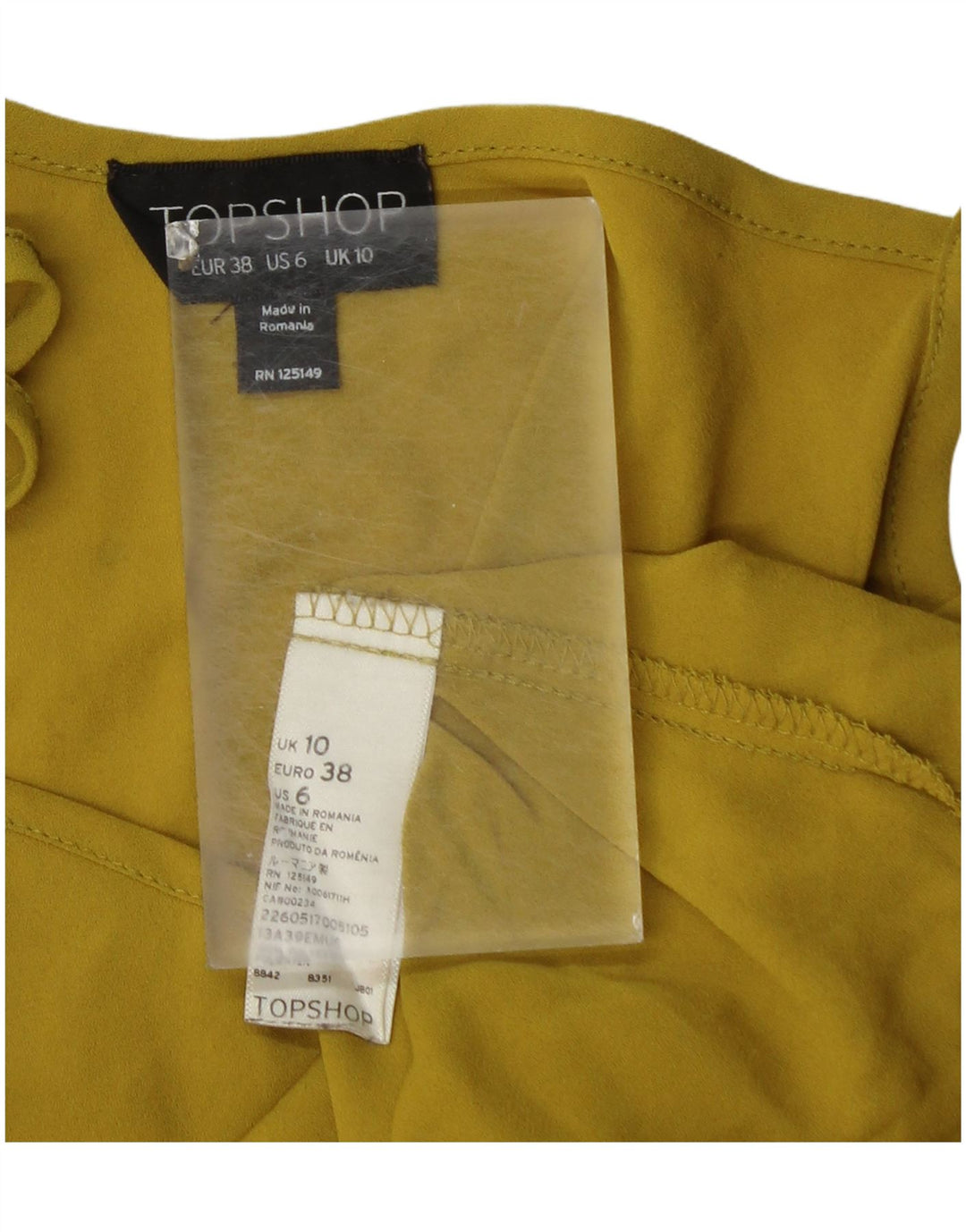 Topshop damski top na ramiączkach UK 10, mały, żółty poliester