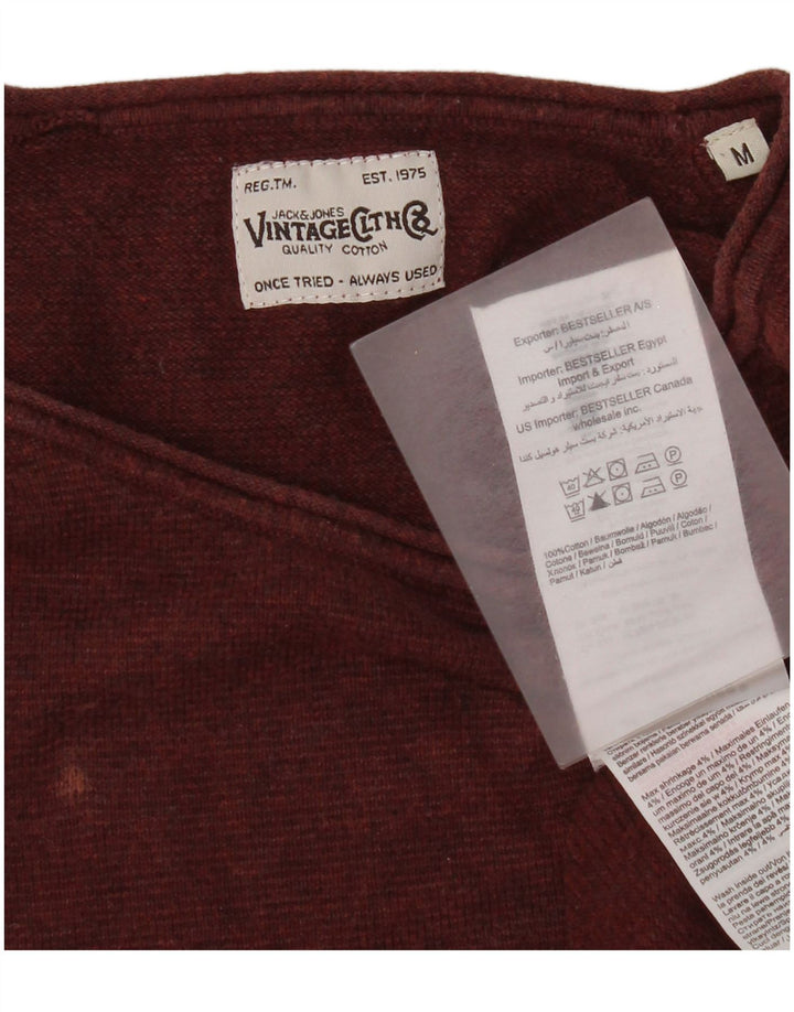 Męski sweter Jack & Jones z okrągłym dekoltem, średnia, bordowa bawełna