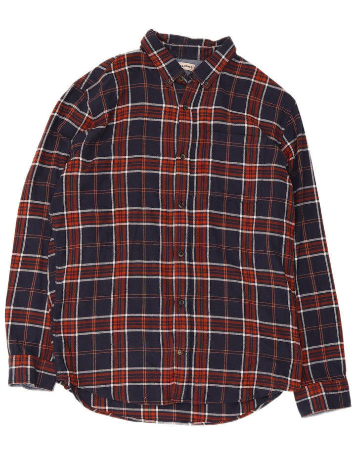 Koszula flanelowa męska Jack & Jones XL, bawełniana, granatowa w kratę
