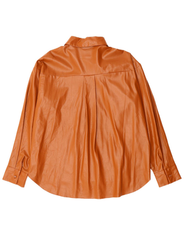 Damska koszula o luźnym kroju ze sztucznej skóry Zara UK 16, duża, brązowa z poliuretanu