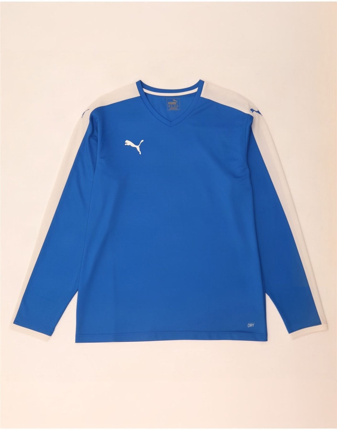 Męska koszulka Puma z długim rękawem, 2XL, niebieski, poliester z blokami kolorów