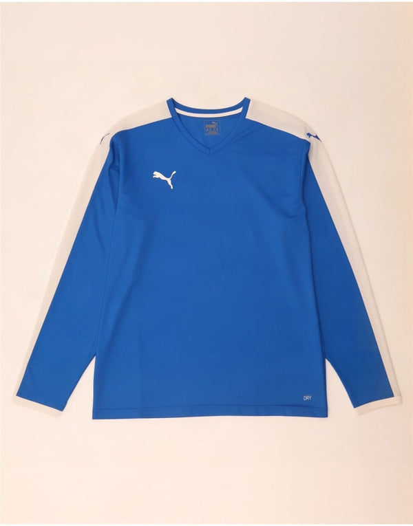 Męska koszulka Puma z długim rękawem, 2XL, niebieski, poliester z blokami kolorów