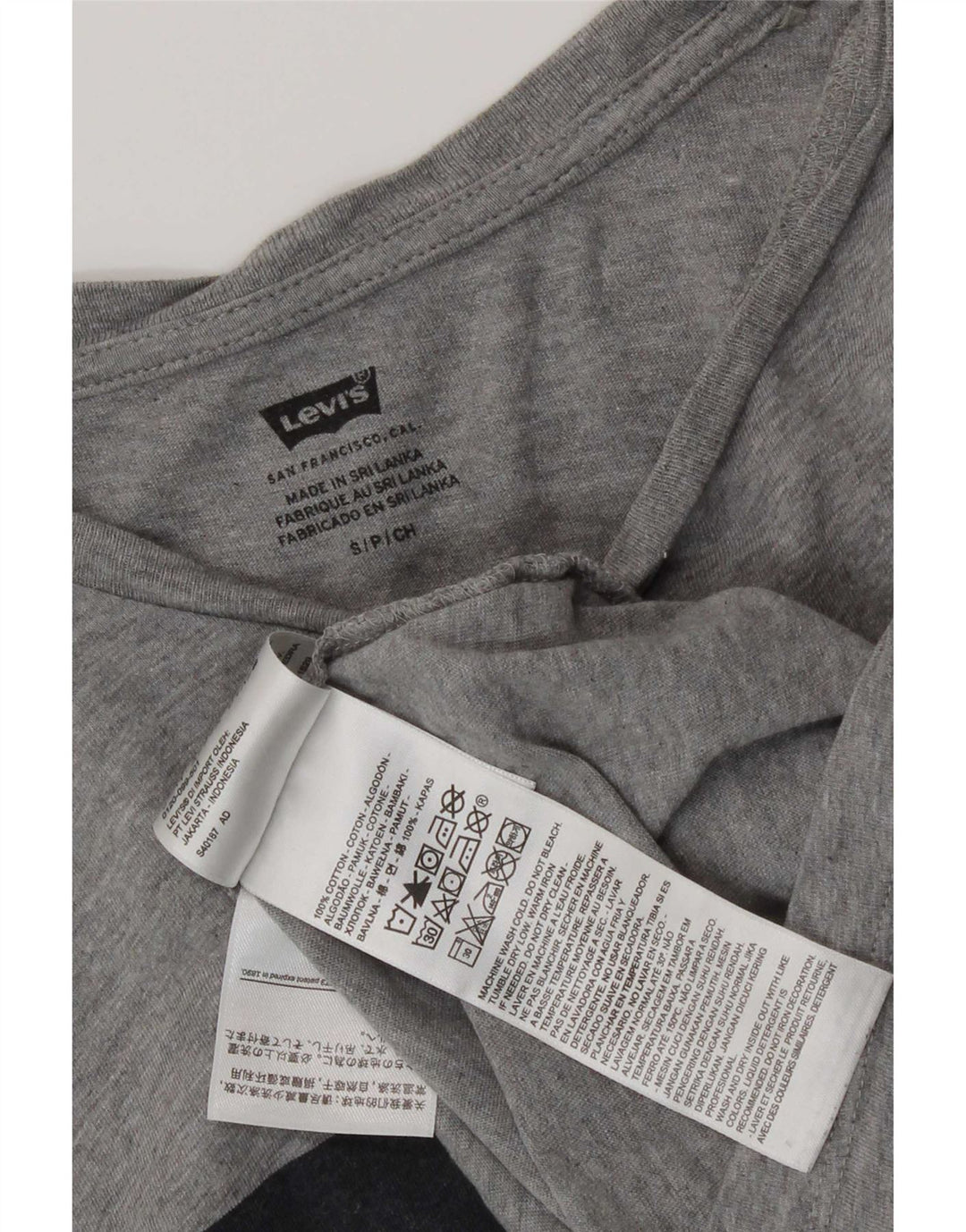 Męski T-shirt z grafiką Levi's, mały, szary, nakrapiany, bawełniany
