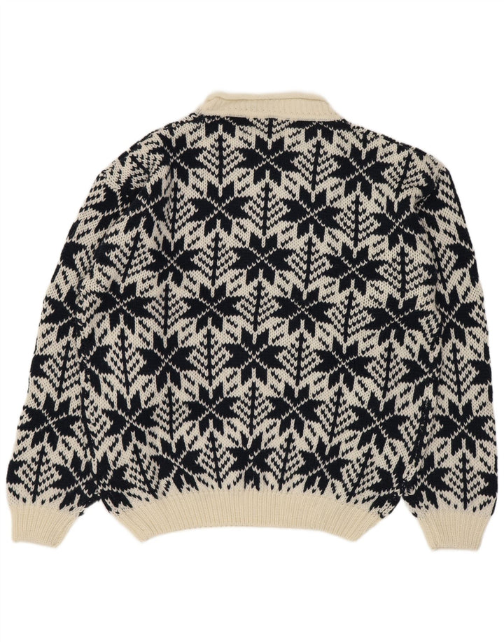 Vintage męski sweter z golfem IT 52/54, duży czarny geometryczny