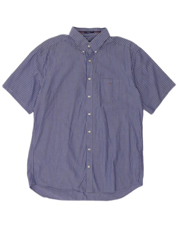 Gant Mens Short Sleeve Regular Fit Shirt XL Blue Pinstripe Cotton