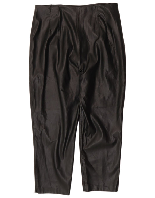 Damskie zwężane spodnie ze sztucznej skóry Zara 2XL W34 L26 Czarny poliester