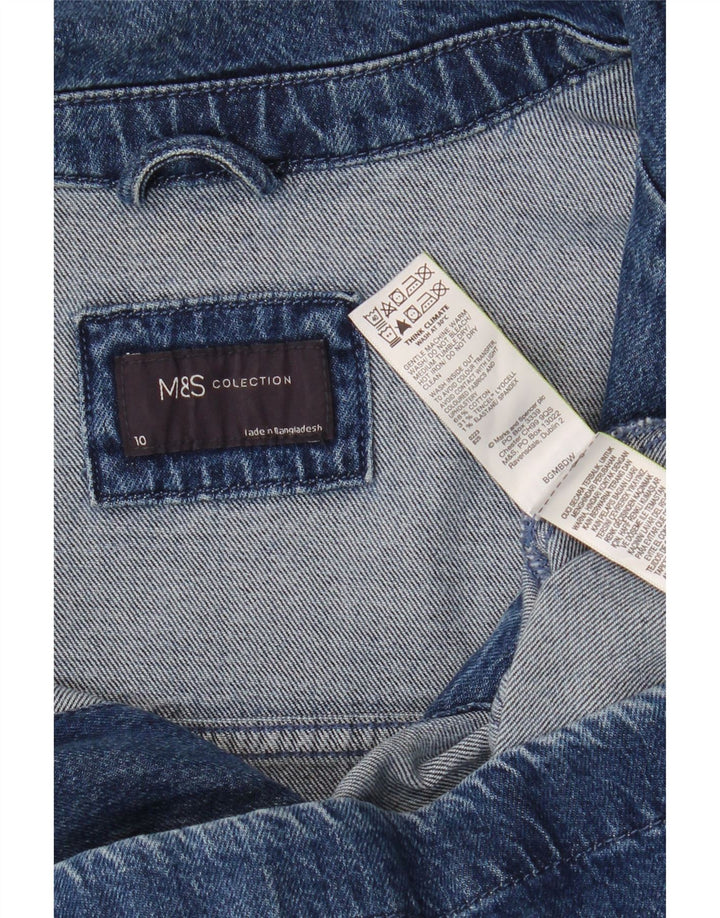 Marks & Spencer Damska kurtka dżinsowa oversize UK 10, mała, niebieska, bawełniana
