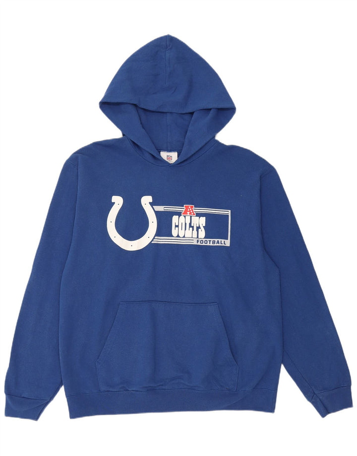 Męski sweter z kapturem z grafiką NFL, duży, niebieski, bawełniany