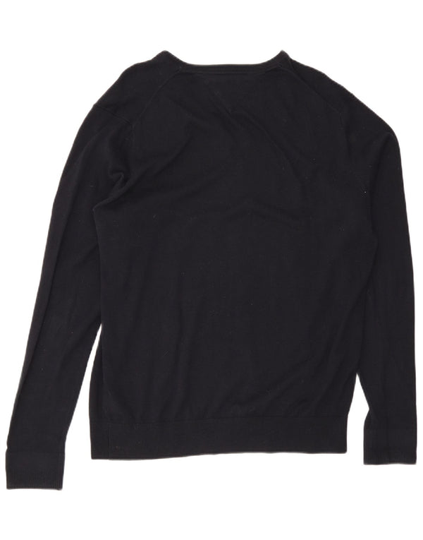 Tommy Hilfiger Męski sweter z dekoltem w kształcie litery V XL, granatowy, bawełniany