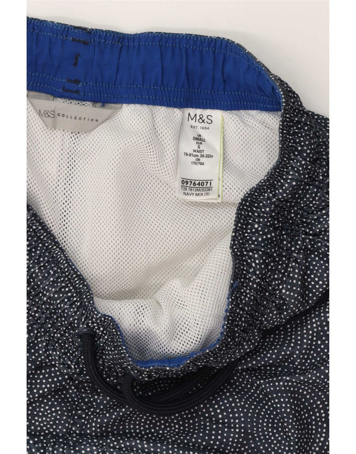 Męskie spodenki kąpielowe Marks & Spencer, małe, granatowe, z geometrycznym poliestrem