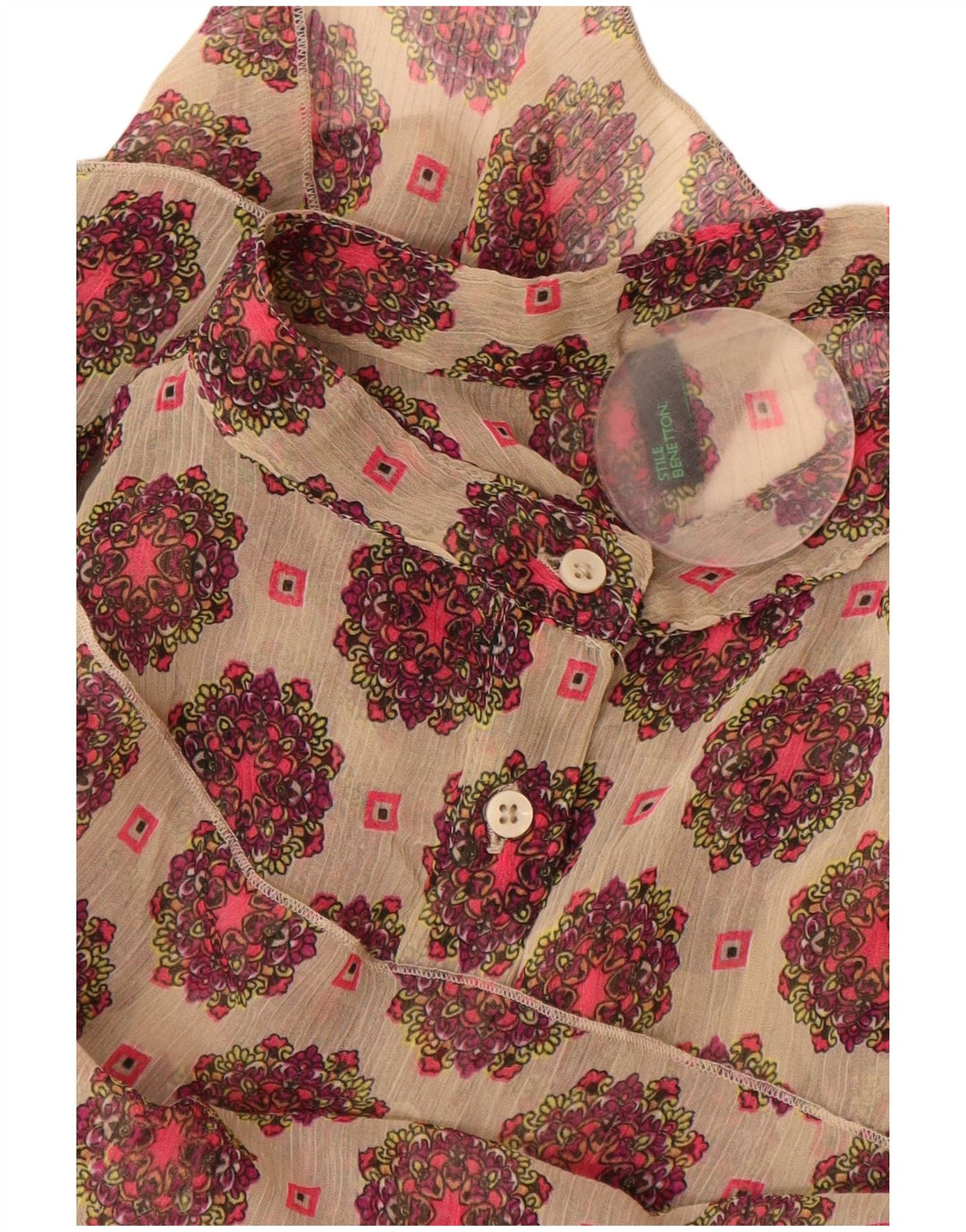 Damska sukienka o linii A Benetton UK 12 w kolorze średniego beżu w kwiaty