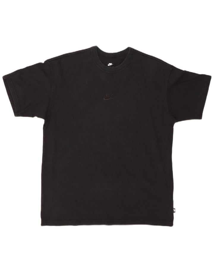 Męski T-shirt NIKE o luźnym kroju, średni czarny, bawełniany