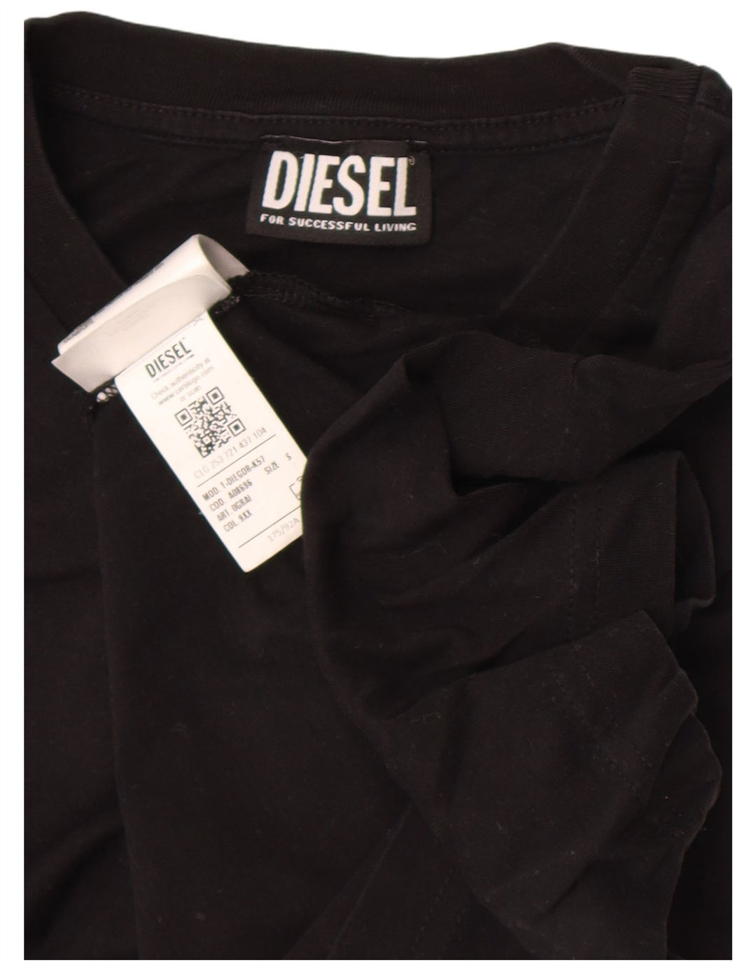 Męska koszulka z grafiką Diesel, mała, czarna, bawełniana