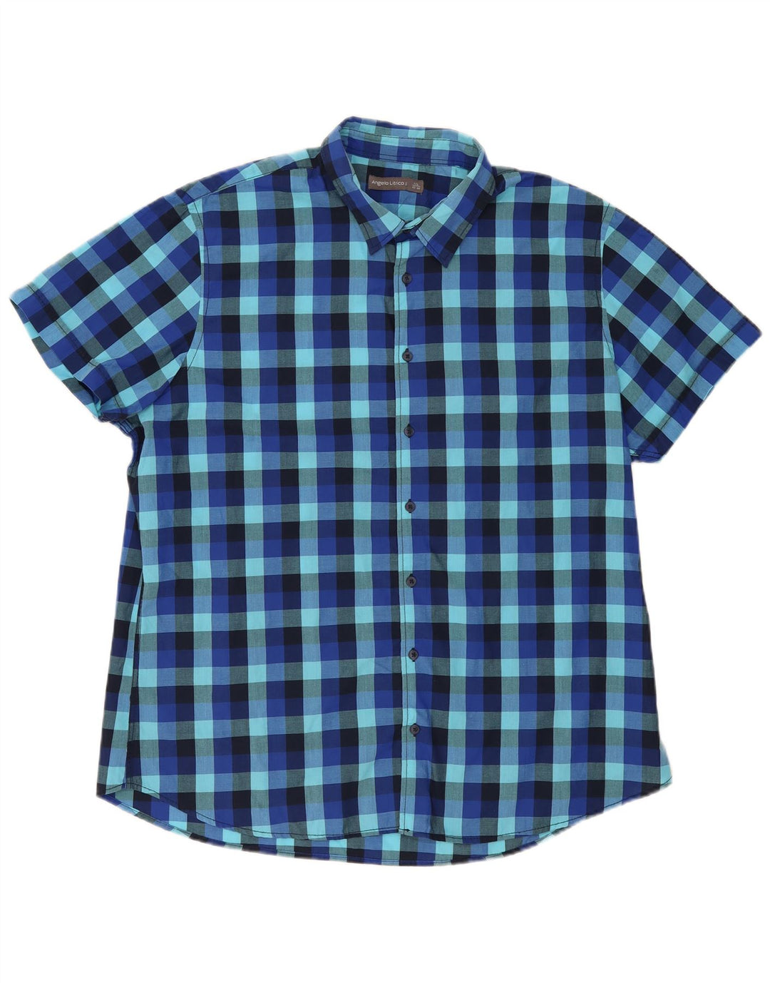 Męska koszula z krótkim rękawem Angelo Litrico, rozmiar 45/46, 2XL, niebieska kratka
