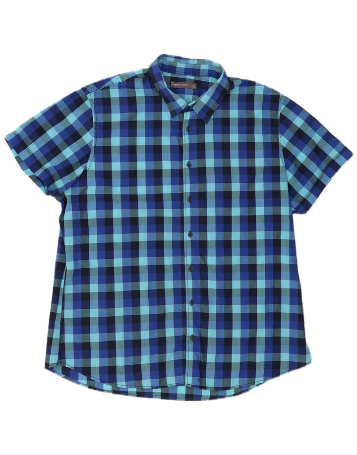 Męska koszula z krótkim rękawem Angelo Litrico, rozmiar 45/46, 2XL, niebieska kratka