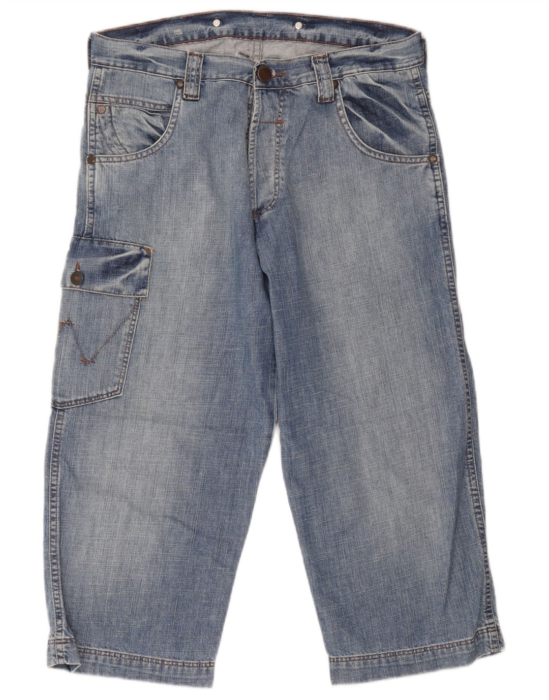 Męskie spodenki jeansowe Wrangler Cargo W30 Średnioniebieskie, bawełniane