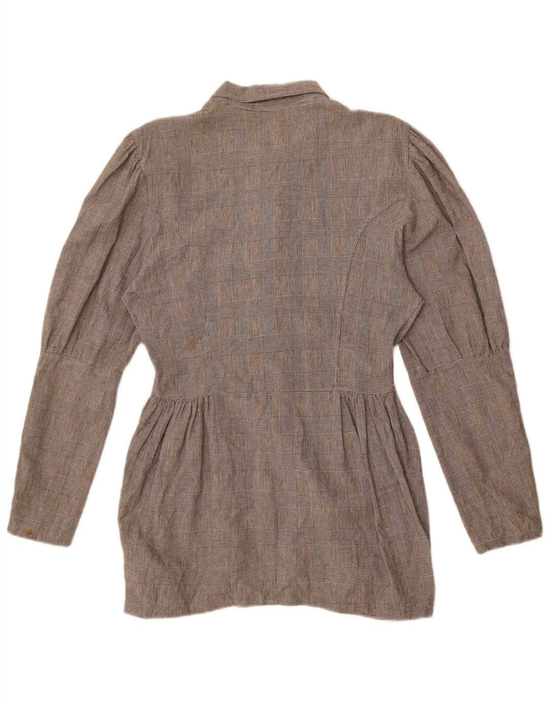 Damska bluzka koszulowa Benetton IT 46, duża, szara, bawełniana krata