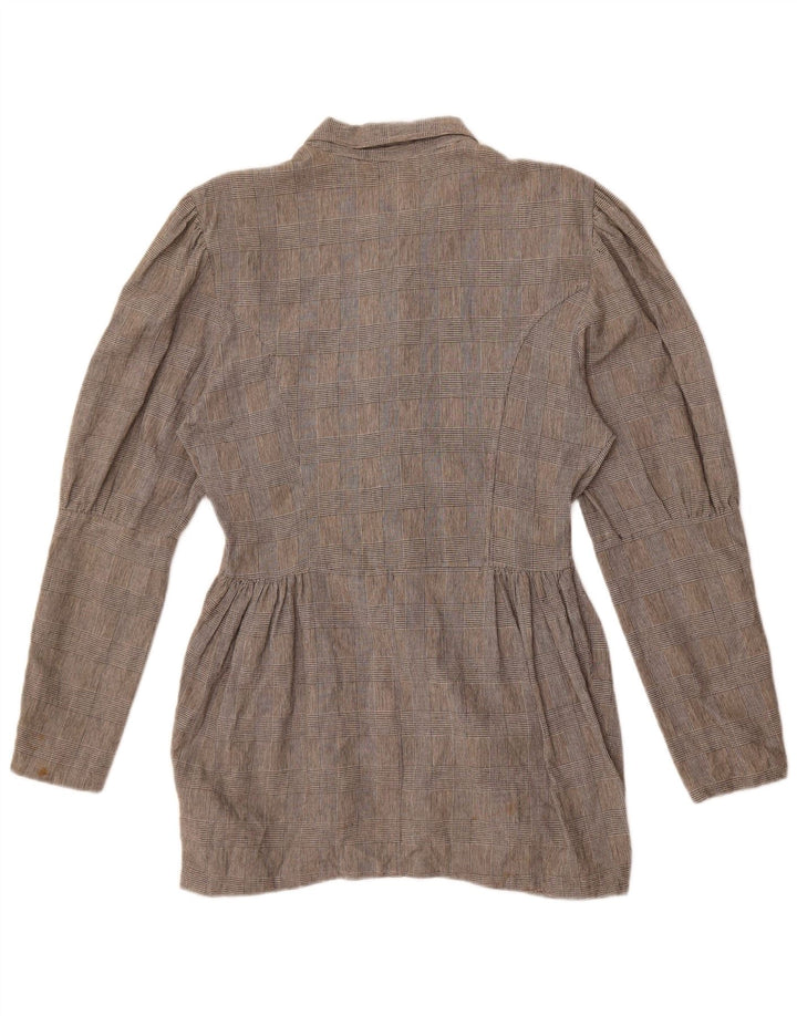 Damska bluzka koszulowa Benetton IT 46, duża, szara, bawełniana krata