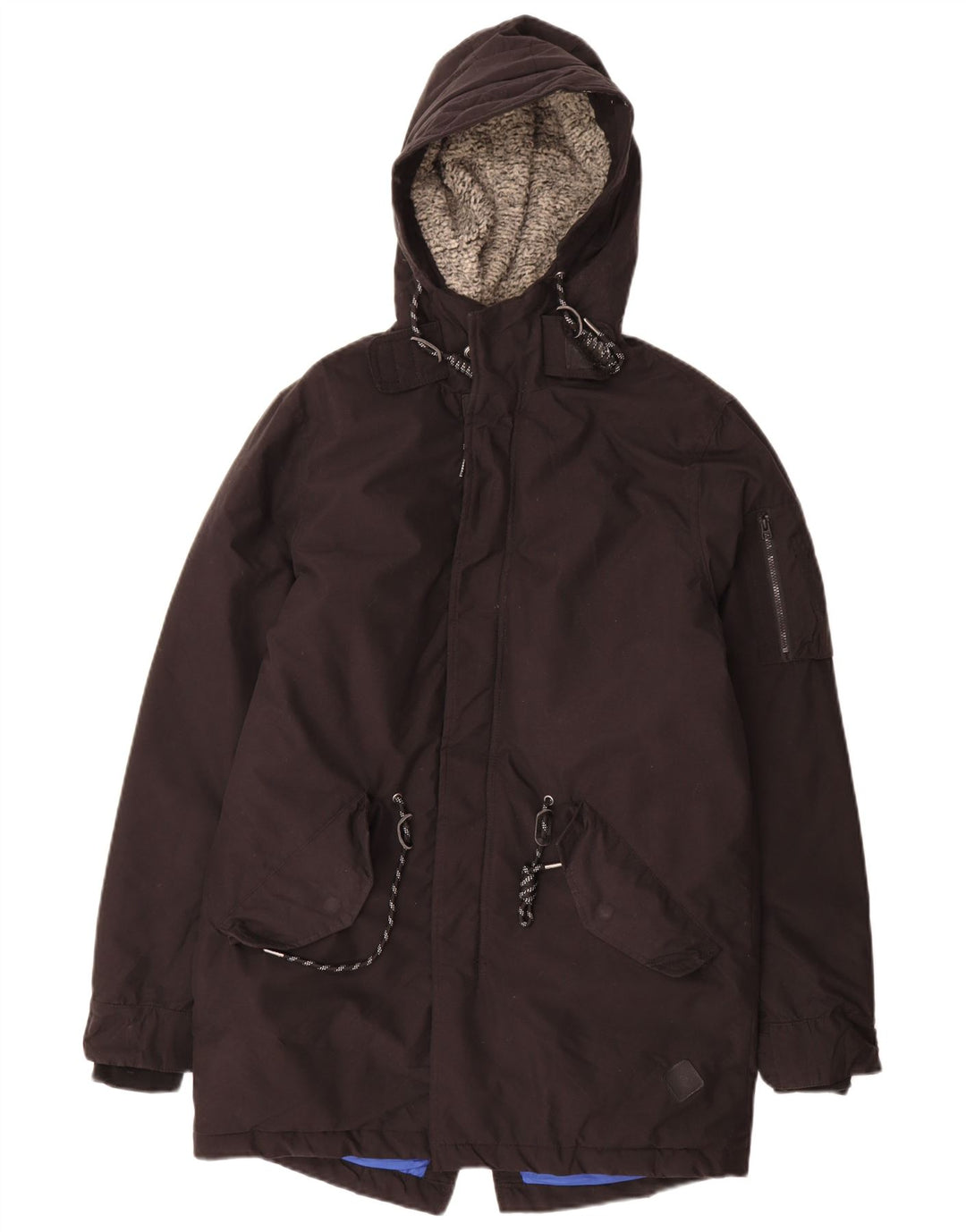 Męska kurtka parka z kapturem Jack & Jones UK 34 XS, czarny poliester