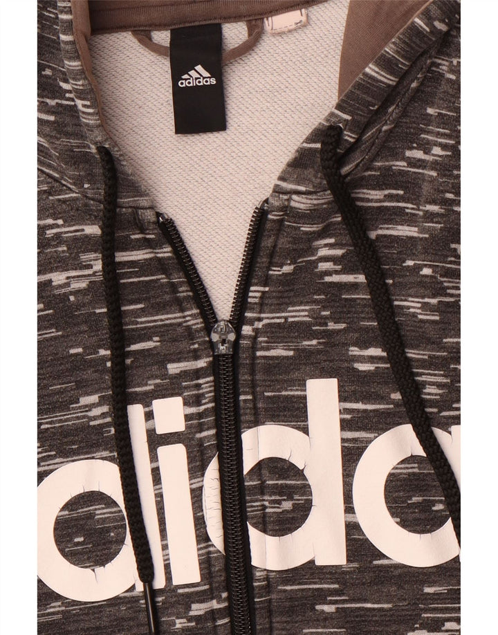 Męski sweter z kapturem i zamkiem błyskawicznym ADIDAS, średnioszary, nakrapiany