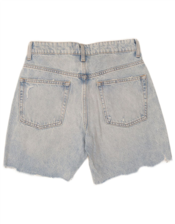 Damskie spodenki jeansowe Zara w trudnej sytuacji EU 36 XS W26, niebieska patchworkowa bawełna