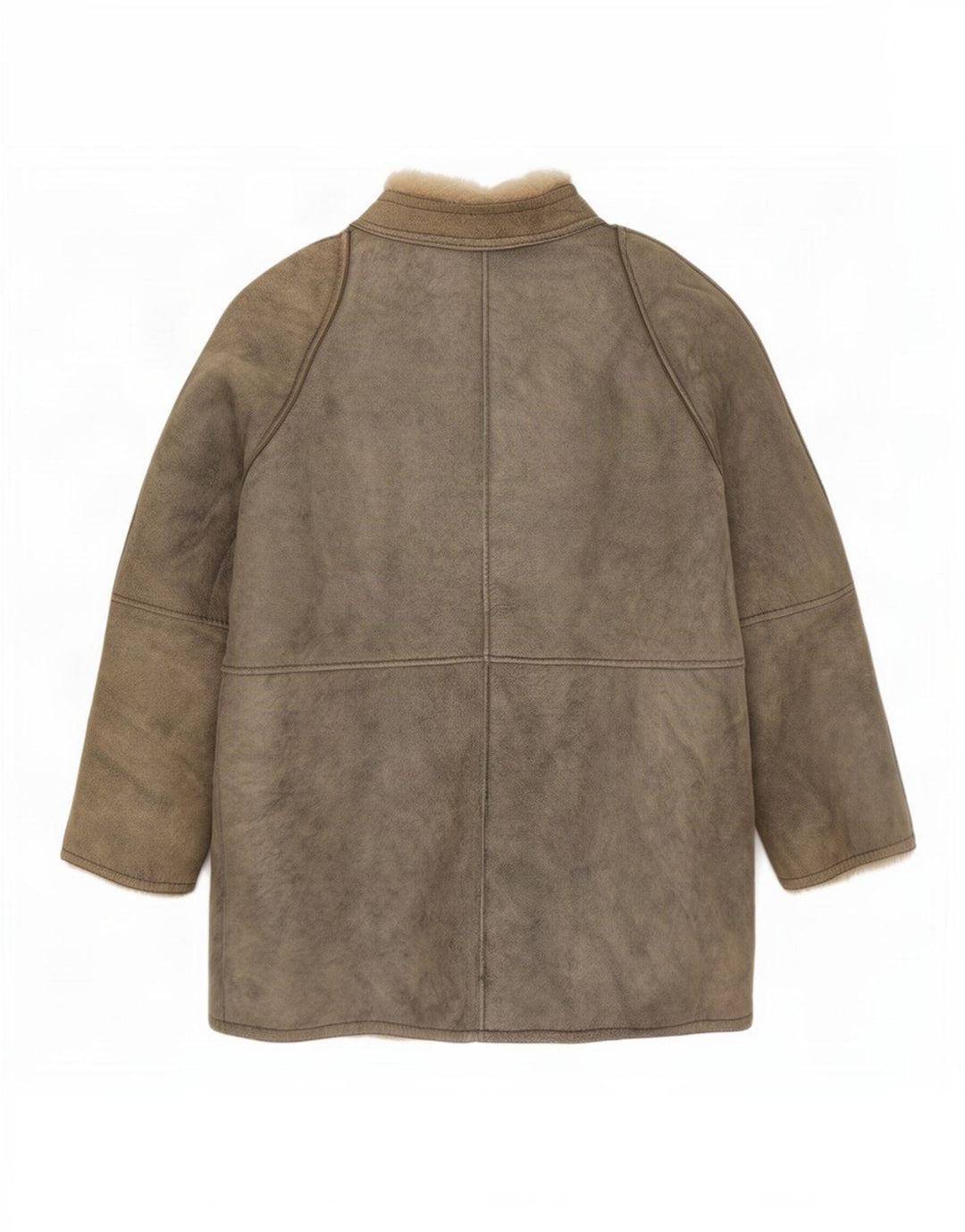 Damska kurtka shearling w stylu vintage IT 46, duża, szara