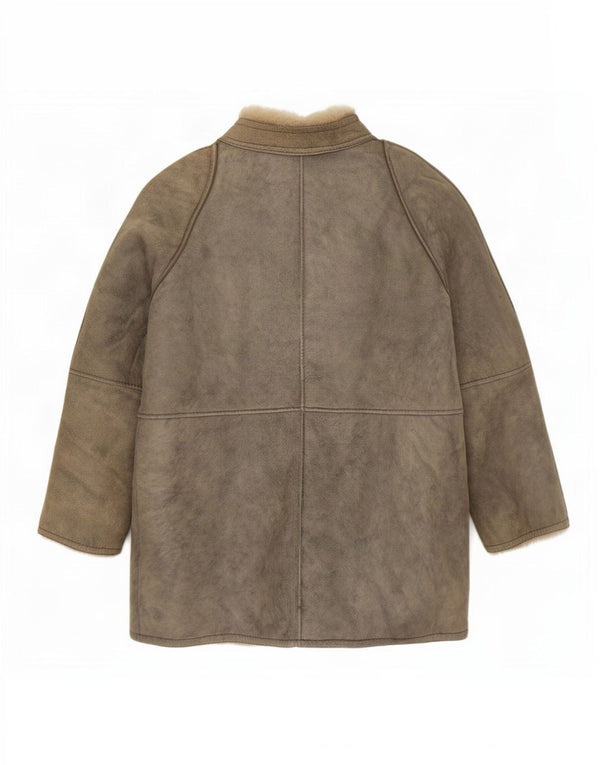 Damska kurtka shearling w stylu vintage IT 46, duża, szara