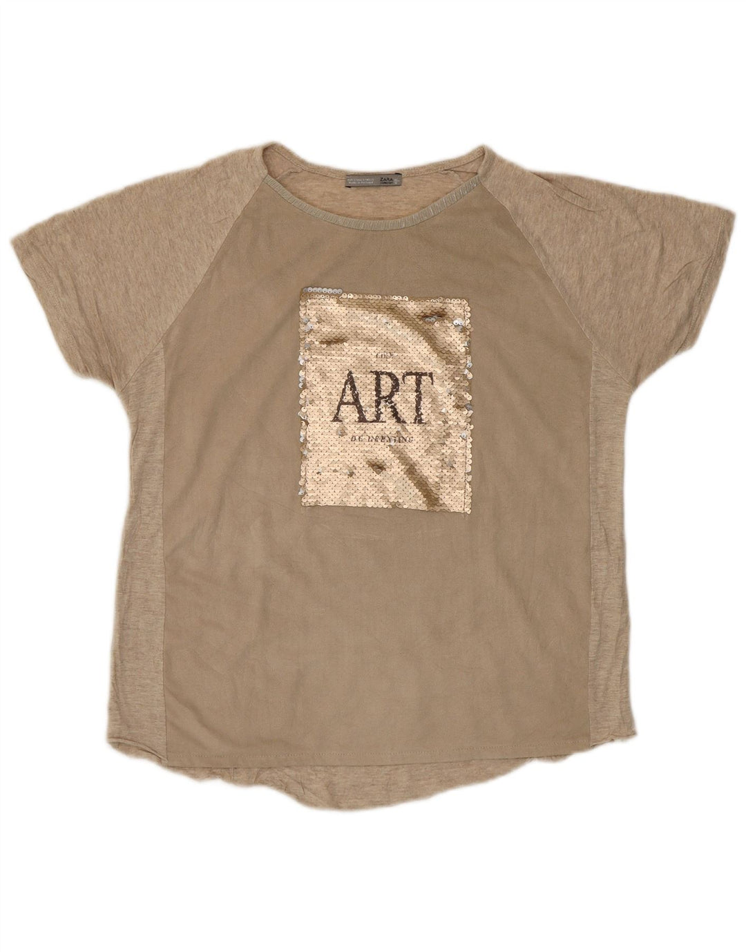 Damska koszulka z grafiką Zara Top UK 10 Small Beige