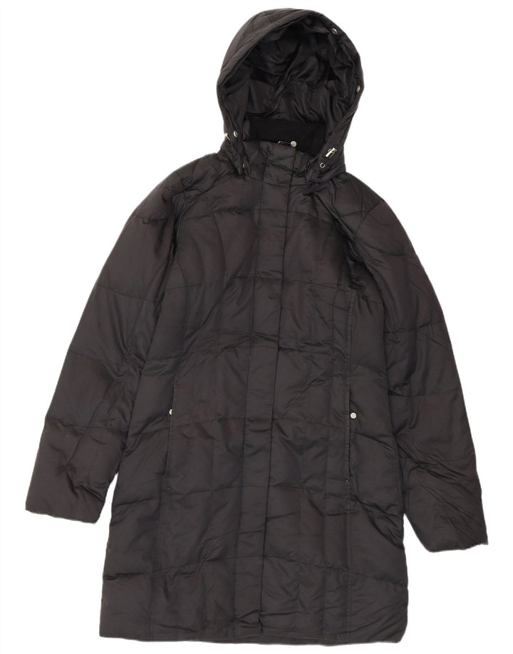 EDDIE BAUER Damski, oversize'owy, ocieplany płaszcz z kapturem UK 6 XS, czarny poliester