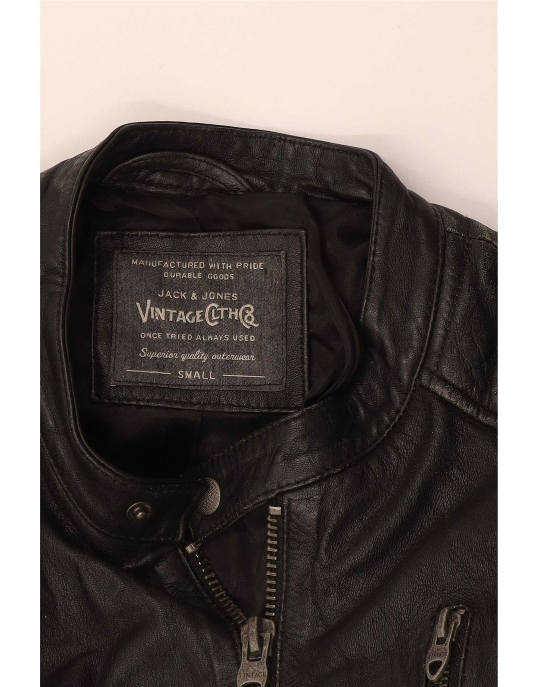 Męska skórzana kurtka wyścigowa Jack & Jones UK 36, mała czarna