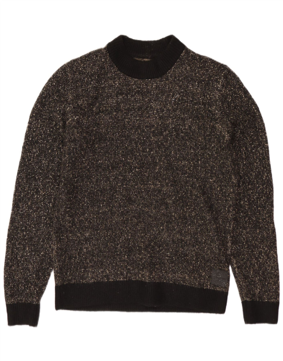JACK & JONES Męski sweter z okrągłym dekoltem, średni czarny poliester w cętki