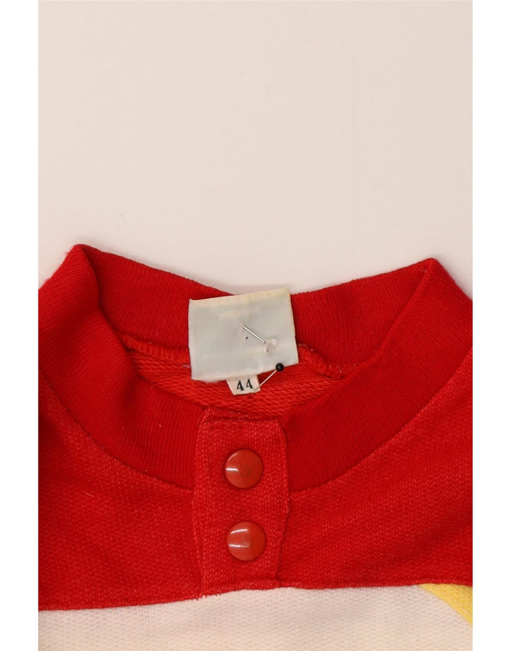 Damska bluza z dekoltem w stylu vintage, zapinana na guziki, IT 44, średni biały kolor