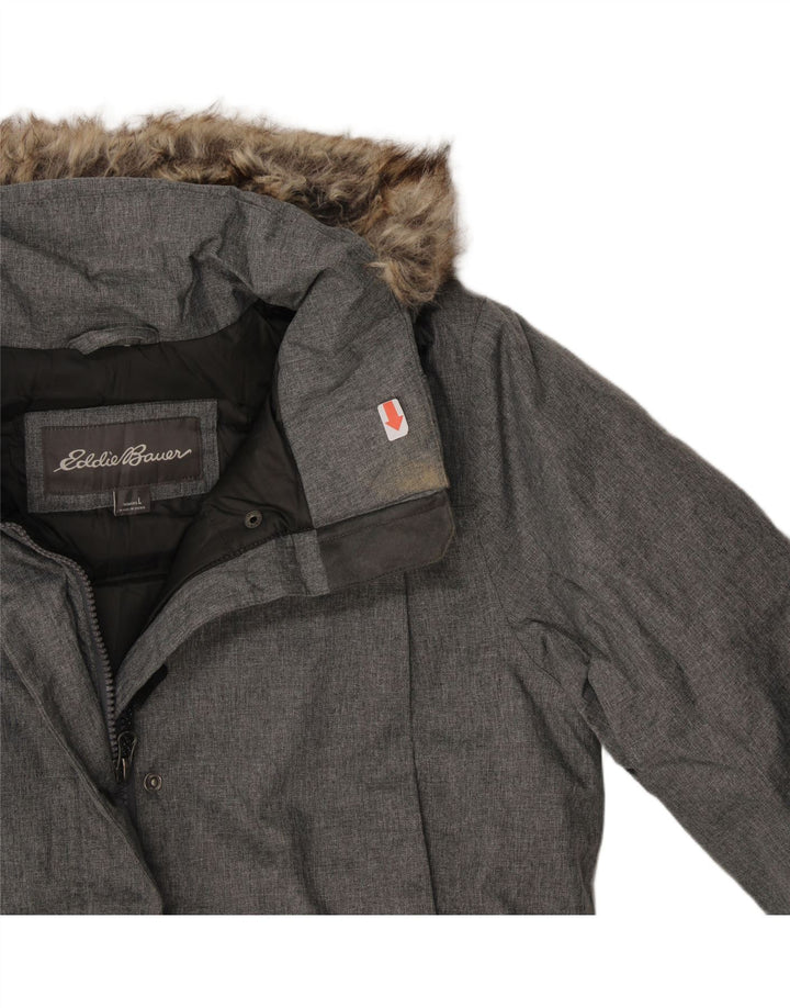 EDDIE BAUER Womens Hooded Windbreaker Jacket UK 16 Large Grey Polyester Vintage Eddie Bauer and Second-Hand Eddie Bauer from Messina Hembry 