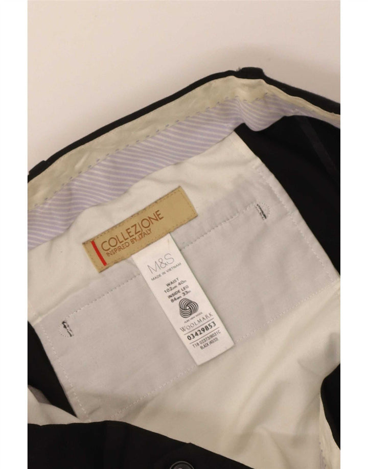 Damskie spodnie garniturowe Marks & Spencer W40 L33 Czarna wełna