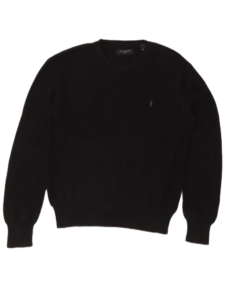 Męski sweter z wycięciem pod szyją All Saints, duży, czarny, bawełniany