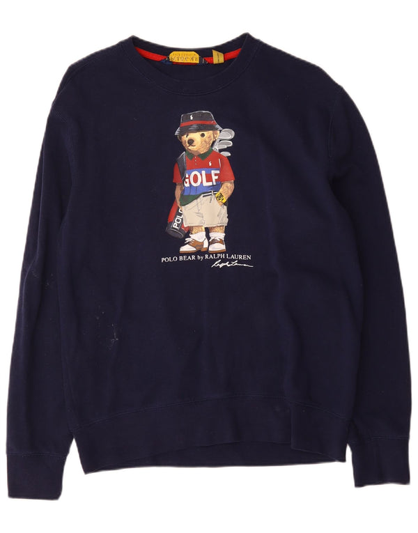 Męska bluza z grafiką Polo Ralph Lauren, średnia, granatowa, bawełniana