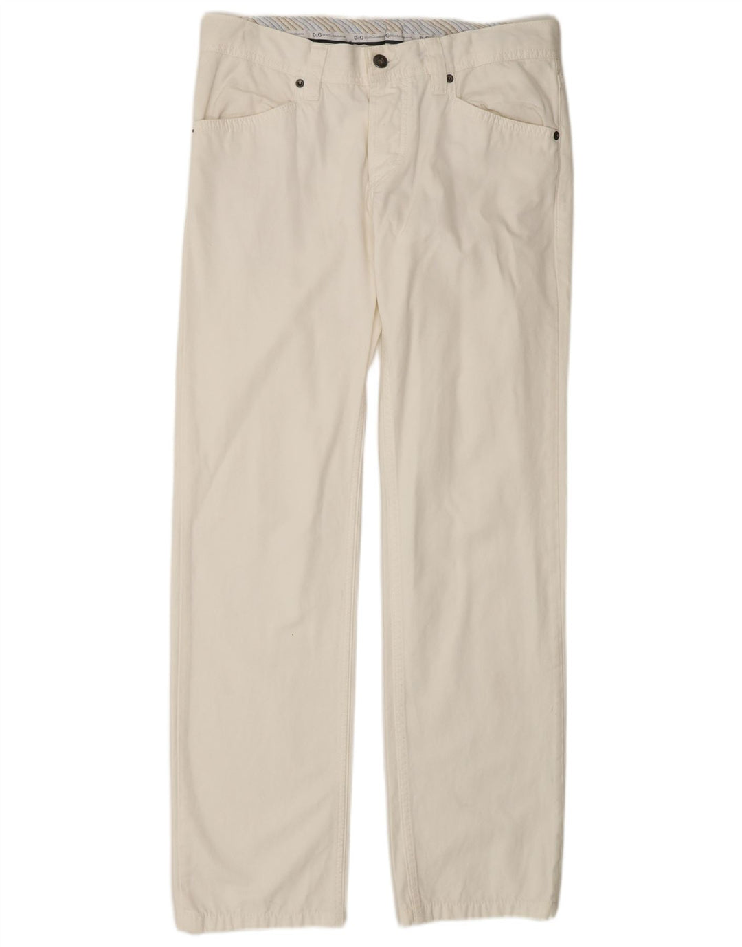 DOLCE & GABBANA Męskie proste dżinsy W34 L32 Biała bawełna