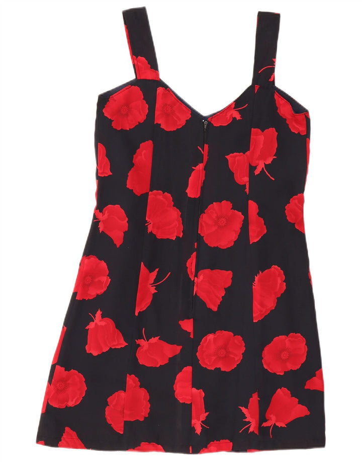 Vintage damska sukienka na ramiączkach UK 8, mała czarna w kwiaty