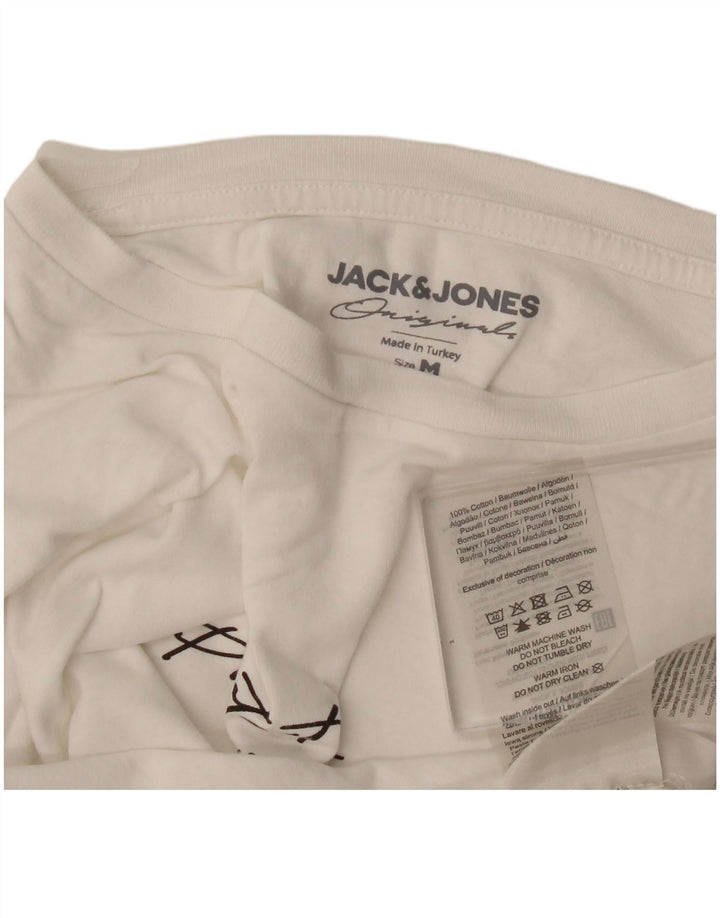 Męski top graficzny Jack & Jones z długim rękawem, średniobiały, bawełniany